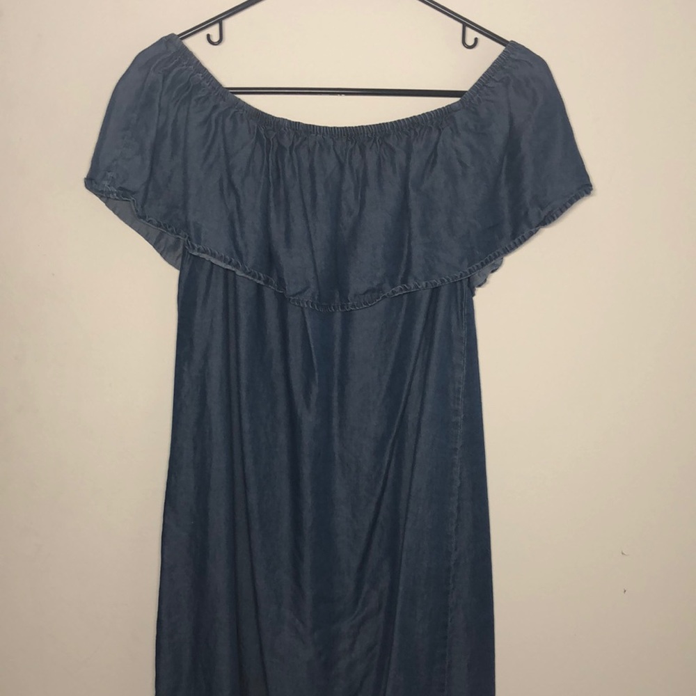 Off the Shoulder Faux Jean dress